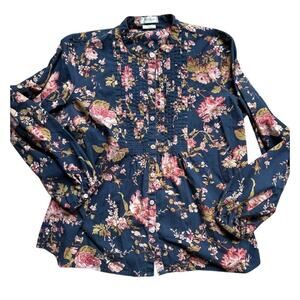EUC Cotton Floral Blouse Van Huesen XL